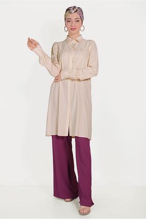 تونیک حجاب بژ زنانه مخلوط ویسکون Alvina - کد 872832259