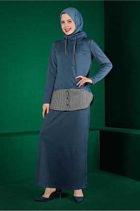ست بالاتنه و پائین تنه حجاب سرمه ای زنانه رگولار Alvina - کد 794076624
