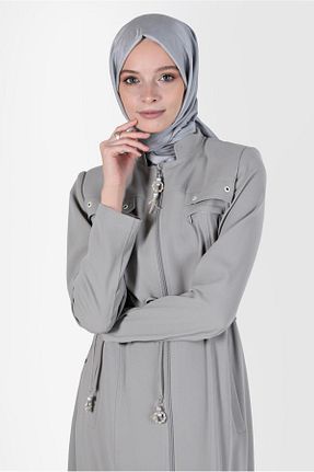 مانتو بلند حجاب طوسی زنانه Alvina - کد 807726563