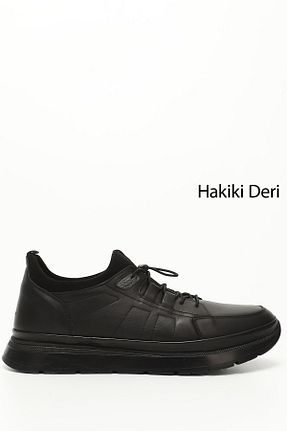 کفش اسنیکر مشکی مردانه چرم اصل GÖNDERİ(R) - کد 756449964