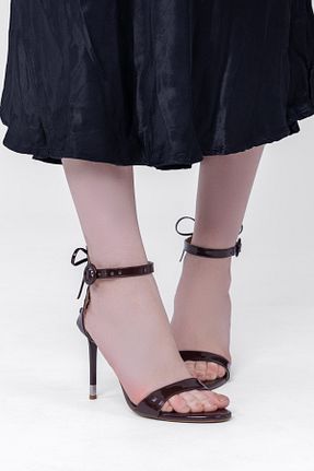 کفش پاشنه بلند کلاسیک قهوه ای زنانه چرم مصنوعی Tasarım - کد 921153516