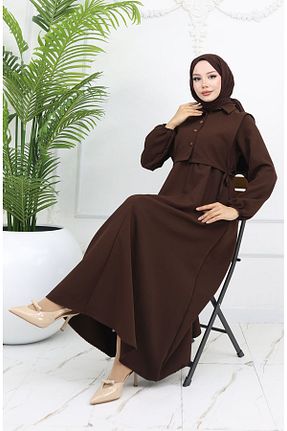 لباس حجاب قهوه ای Relaxed sefamerve - کد 927798445