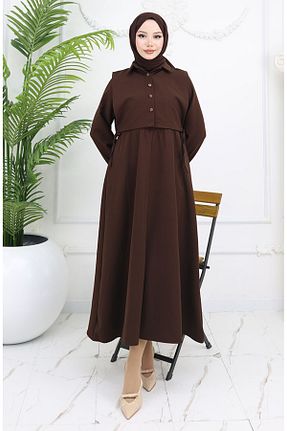 لباس حجاب قهوه ای Relaxed sefamerve - کد 927798445