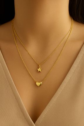 گردنبند استیل ( فولاد ) زرد زنانه استیل ضد زنگ shop - کد 927791608