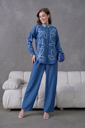 ست بالاتنه و پائین تنه سرمه ای زنانه بافتنی Miss Allos - کد 922777034