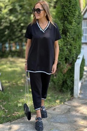 ست بالاتنه و پائین تنه سایز بزرگ مشکی زنانه فاق نرمال Kokosh moda - کد 927800159