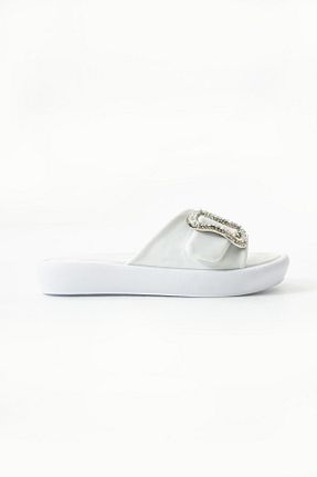 دمپائی سفید زنانه پاشنه تخت Gökçe Shoes - کد 927794062