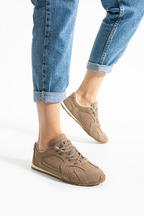 کفش اسنیکر بژ زنانه بند دار Gökçe Shoes - کد 927796999
