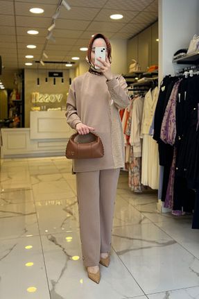 ست بالاتنه و پائین تنه حجاب قهوه ای زنانه Relaxed Vosse - کد 927801909