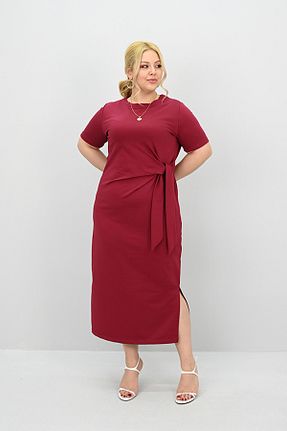 لباس سایز بزرگ زرشکی زنانه پارچه Koza Butik - کد 927812396