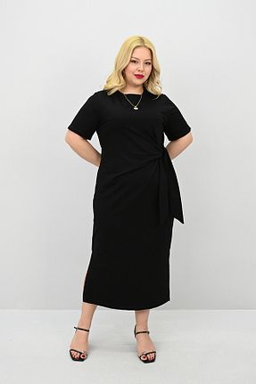 لباس سایز بزرگ مشکی زنانه پارچه Koza Butik - کد 927812427