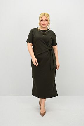 لباس سایز بزرگ خاکی زنانه پارچه Koza Butik - کد 927812390