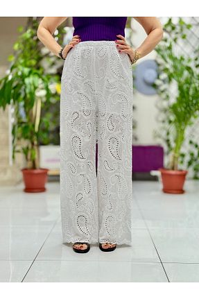 شلوار سفید زنانه بافتنی Punta Otantik - کد 927835826