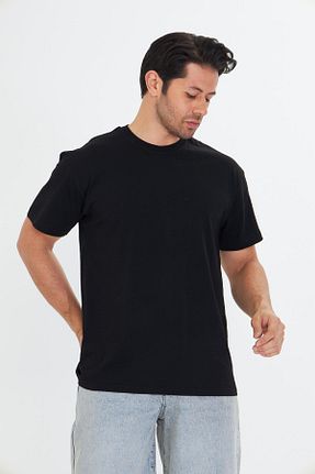 تیشرت سایز بزرگ مشکی مردانه تکی TRENDHİLL - کد 927815248