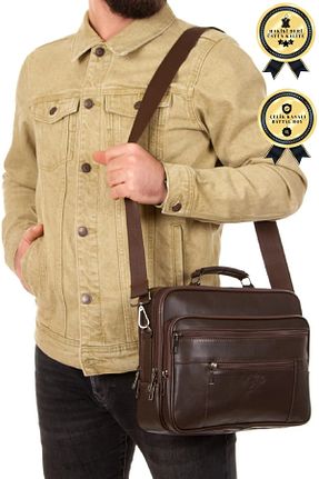 کیف دستی قهوه ای مردانه ابعاد بزرگ Newish Polo - کد 229737278