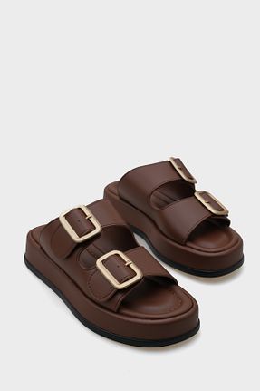 دمپائی قهوه ای زنانه چرم مصنوعی Capone Outfitters - کد 848079965