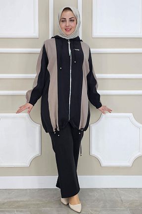 ست بالاتنه و پائین تنه حجاب مشکی زنانه سایز بزرگ PYS - کد 927860898