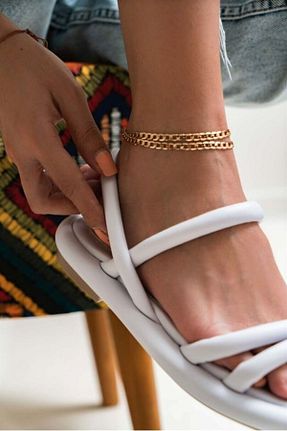 صندل سفید زنانه پاشنه تخت AlbiShoes - کد 927856777