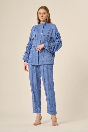 ست بالاتنه و پائین تنه آبی زنانه بافتنی FTZ WOMEN - کد 927857612