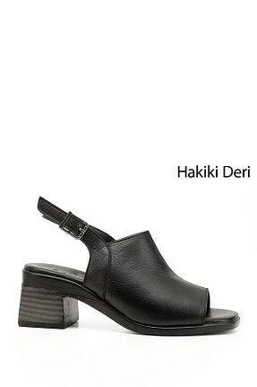 صندل مشکی زنانه پاشنه ضخیم GÖNDERİ(R) - کد 820294435