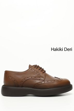 کفش کلاسیک قهوه ای مردانه چرم خالص GÖNDERİ(R) - کد 695069261