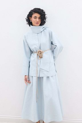 پیراهن آبی زنانه اورسایز SENA GÜVEN - کد 924368434