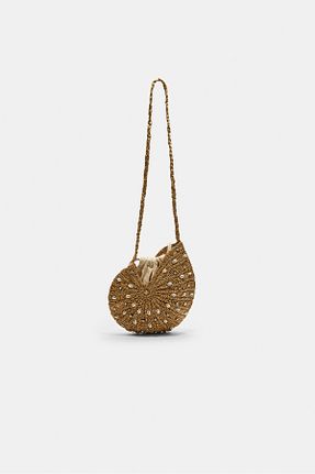 کیف دوشی نباتی زنانه حصیر Stradivarius - کد 927869101