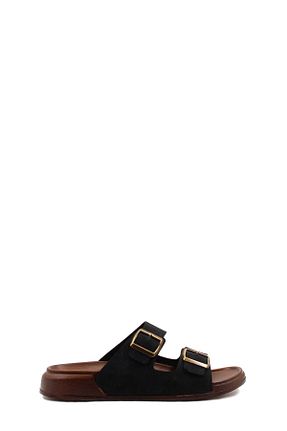 دمپائی مشکی مردانه چرم مصنوعی Fast Step - کد 855499055