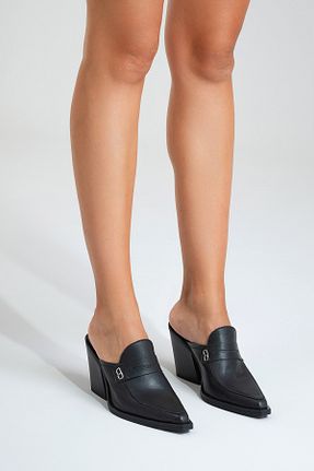 دمپائی مشکی زنانه چرم خالص PASSAGE SHOES - کد 927919110