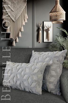 کوسن و روکش کوسن طوسی پلی استر Bertille Home - کد 927920612
