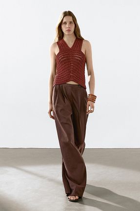 شلوار زرشکی زنانه پنبه ای Massimo Dutti - کد 927922480