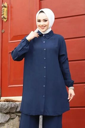 تونیک حجاب سرمه ای زنانه ویسکون QUMEX - کد 928083244