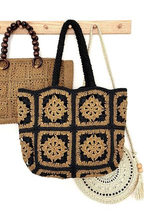 کیف دوشی مشکی زنانه حصیر BECCASTYLE - کد 830786264