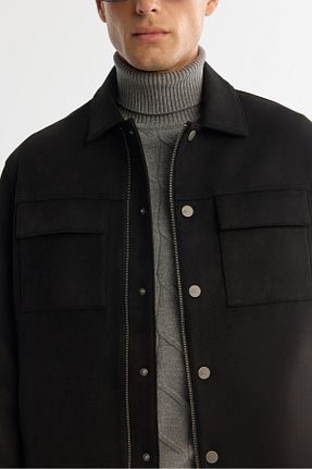 کاپشن مشکی مردانه الاستین Avva - کد 864621404