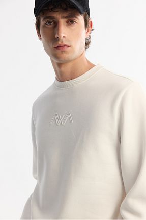 سوئیشرت سفید مردانه چاپی Avva - کد 865380119