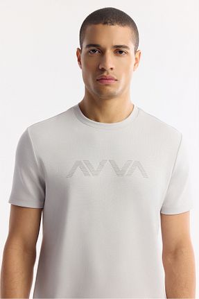 تیشرت طوسی مردانه رگولار Avva - کد 877027223