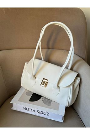 کیف دوشی سفید زنانه چرم مصنوعی Moda Sekiz - کد 927938428