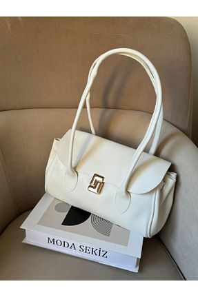 کیف دوشی سفید زنانه چرم مصنوعی Moda Sekiz - کد 927938428