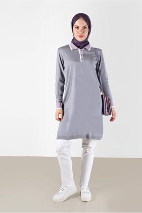تونیک حجاب طوسی زنانه مخلوط ویسکون Alvina - کد 804727242