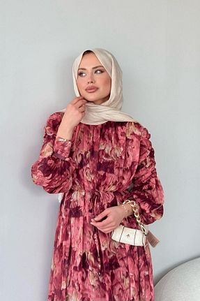 لباس حجاب زرشکی زنانه رگولار HAZA MODA - کد 927947304
