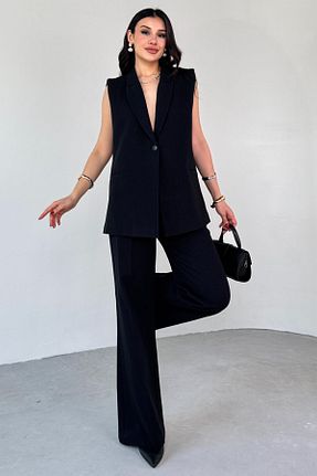 ست بالاتنه و پائین تنه مشکی زنانه مخلوط کتان Cappmoda - کد 927951768