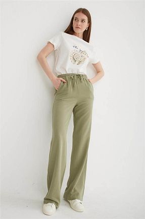 شلوار خاکی زنانه کتان Fashion Friends - کد 927958649