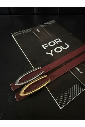 کمربند زرشکی زنانه چرم مصنوعی Fiori - کد 927969246