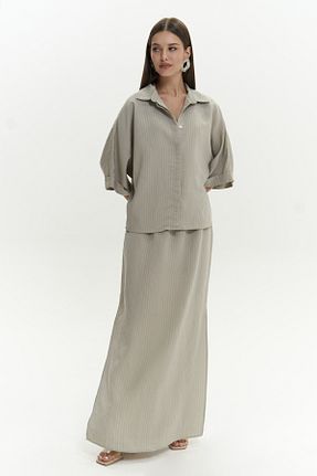 ست بالاتنه و پائین تنه خاکی زنانه پنبه ای MAİ COLLECTİON - کد 927971203