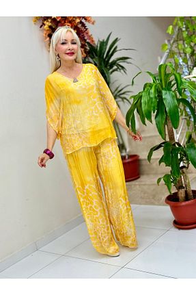 ست بالاتنه و پائین تنه زرد زنانه بافتنی Punta Otantik - کد 927998968