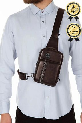 کیف دوشی قهوه ای زنانه چرم خالص CERFF LEATHER CLUP - کد 785587365