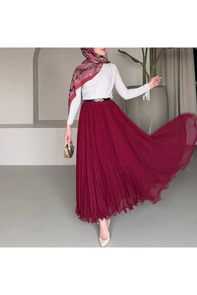 دامن زرشکی زنانه بافتنی QUAWEAR - کد 928029486