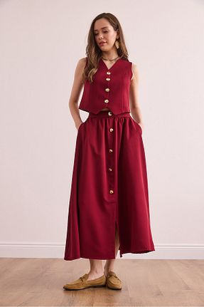 ست بالاتنه و پائین تنه زرشکی زنانه بافتنی Olalook - کد 926652785