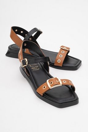 صندل مشکی زنانه پاشنه تخت luvishoes - کد 806480572