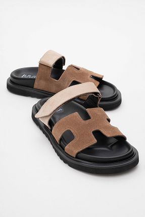 دمپائی قهوه ای زنانه چرم خالص luvishoes - کد 846196166